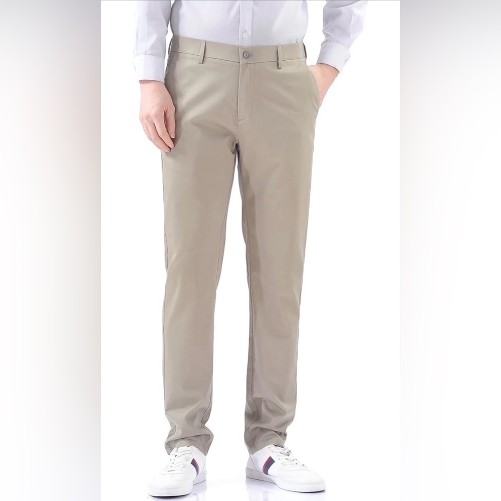 NEW Freve Mens Casual Pants Straight Fit Breathable Flat Front Trousers 34/30